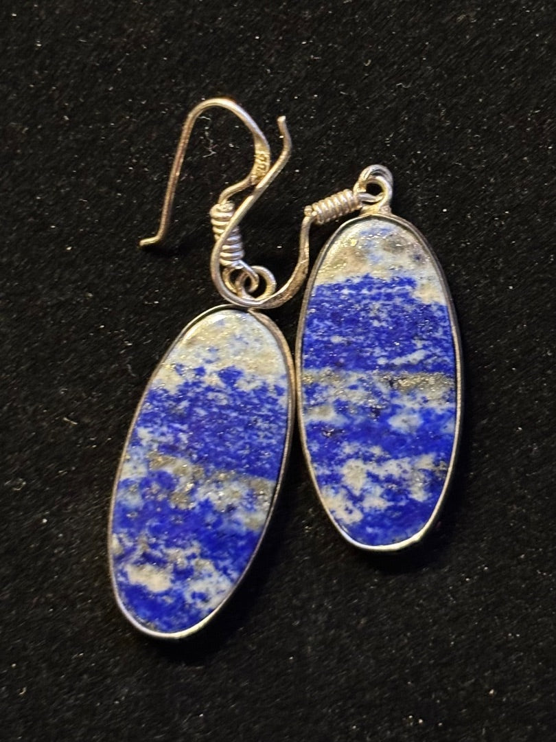 Blue  lapis lazuli oval earrings