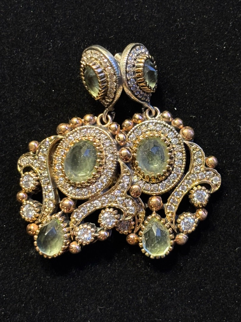 Green  Prasiolite (green amethyst) dangly earrings