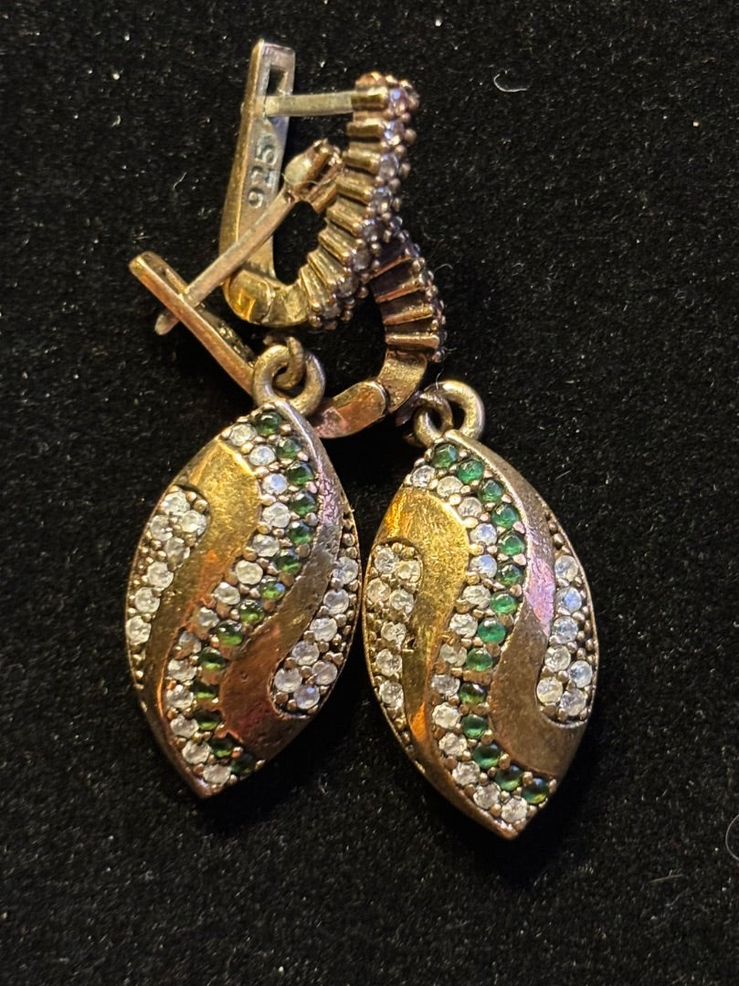 Green  Emerald football shaped earrings