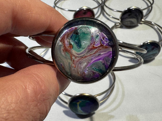 Multiple colors Luminous Creations Acrylic Poured Paint Skinned Bangle Multi Colored, 3 X 3 inches