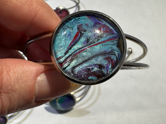 Multiple colors Luminous Creations Acrylic Poured Paint Skinned Bangle Multi Colored, 3 X 3 inches