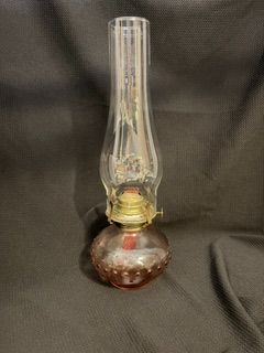Vtg Plum Hobnail Lamp