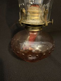 Vtg Plum Hobnail Lamp