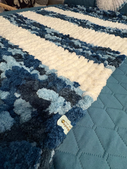 Multi blue and cream Lotus Bespoke Originals Emerald Nights Throw, 45 x 35