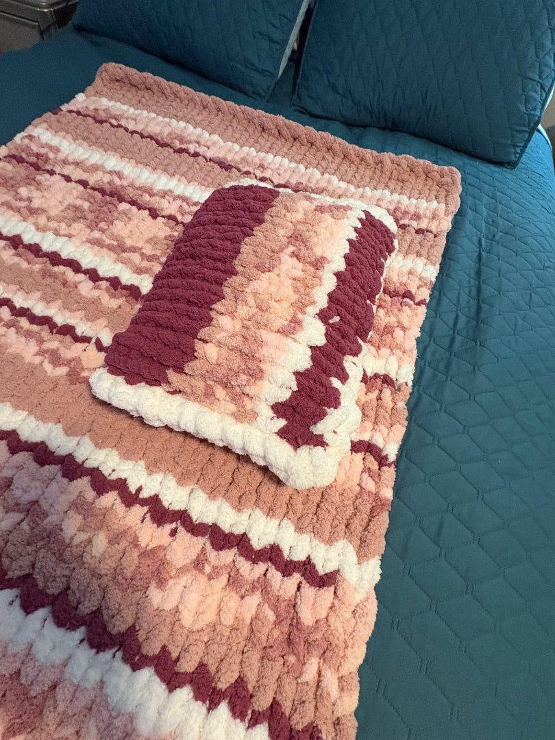 Pink multi Lotus Bespoke Originals Blushing Horizons Throw & Pillow, 34 x 45