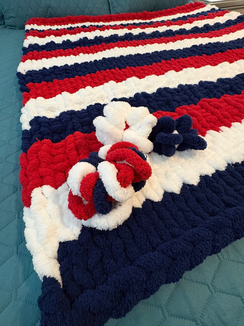 Red White Blue Lotus Bespoke Originals Patriots Retreat Throw & Pillow, 53 x 46