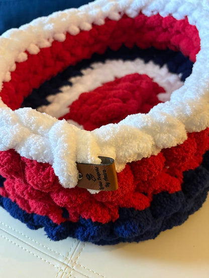 Red white blue Lotus Bespoke Originals Little Patriot Pet Bed, 18 x 12
