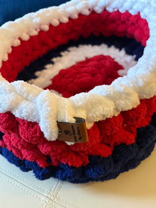 Red white blue Lotus Bespoke Originals Little Patriot Pet Bed, 18 x 12