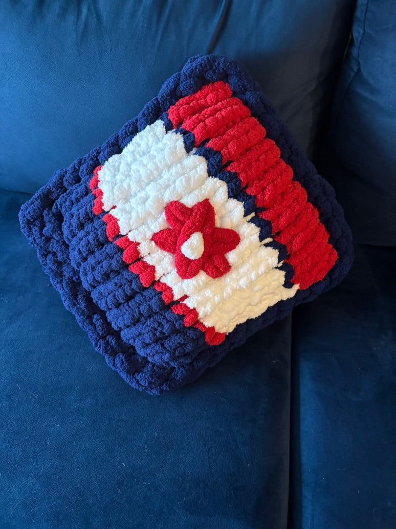 Red White Blue Lotus Bespoke Originals Patriots Retreat Throw & Pillow, 53 x 46
