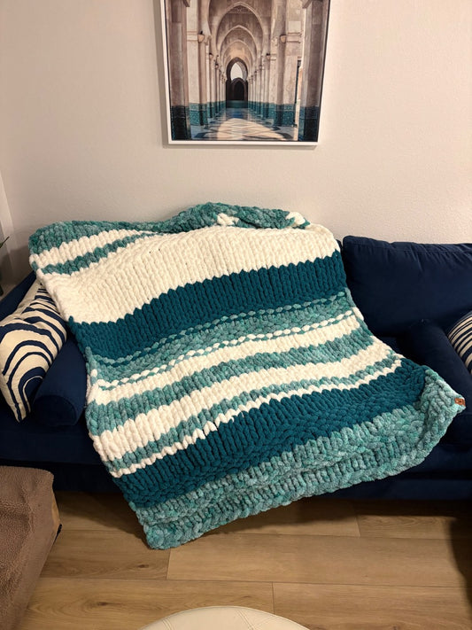 Mediterranean blue Lotus Bespoke Originals Mediterranean Escape Blanket, 34 x 60