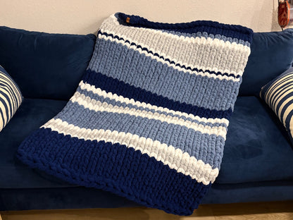 Blue White Multi Lotus Bespoke Originals Colorado Storm Chenille Throw, 40 x 52