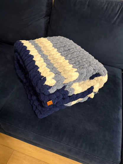 Blue White Multi Lotus Bespoke Originals Colorado Storm Chenille Throw, 40 x 52