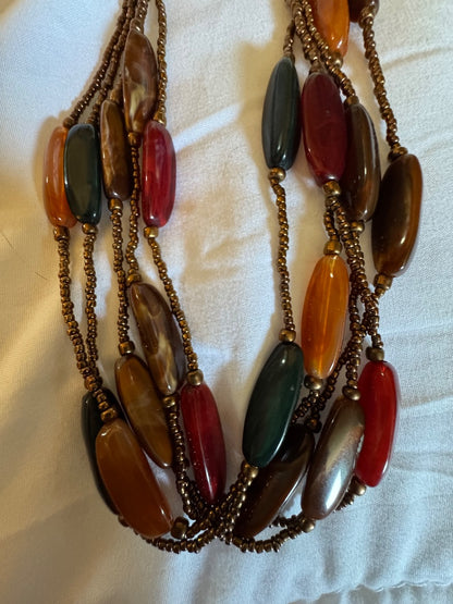 Multistrand brown tone necklace