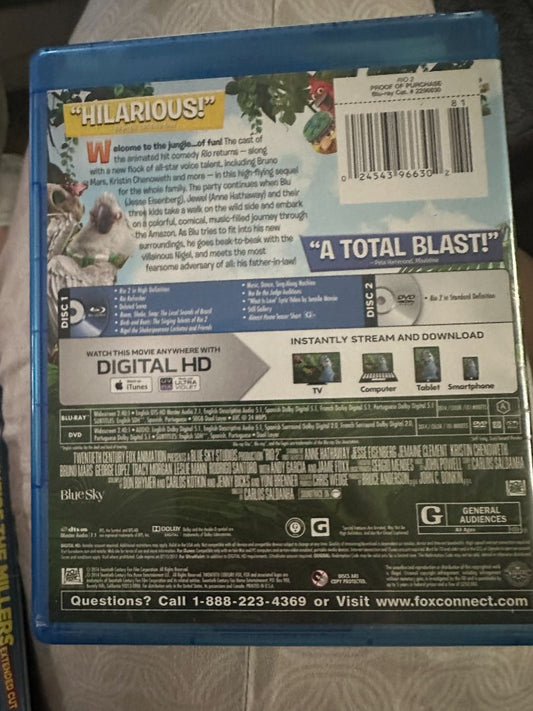 Bluray Rio 2 Bluray - No Digital, 5 x 4 x 1