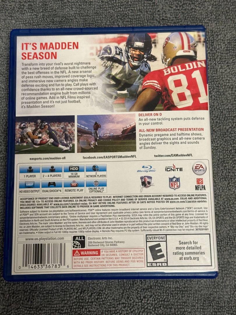 PS4 Madden 15 PS4 Video Game, 5 x 4 x 1
