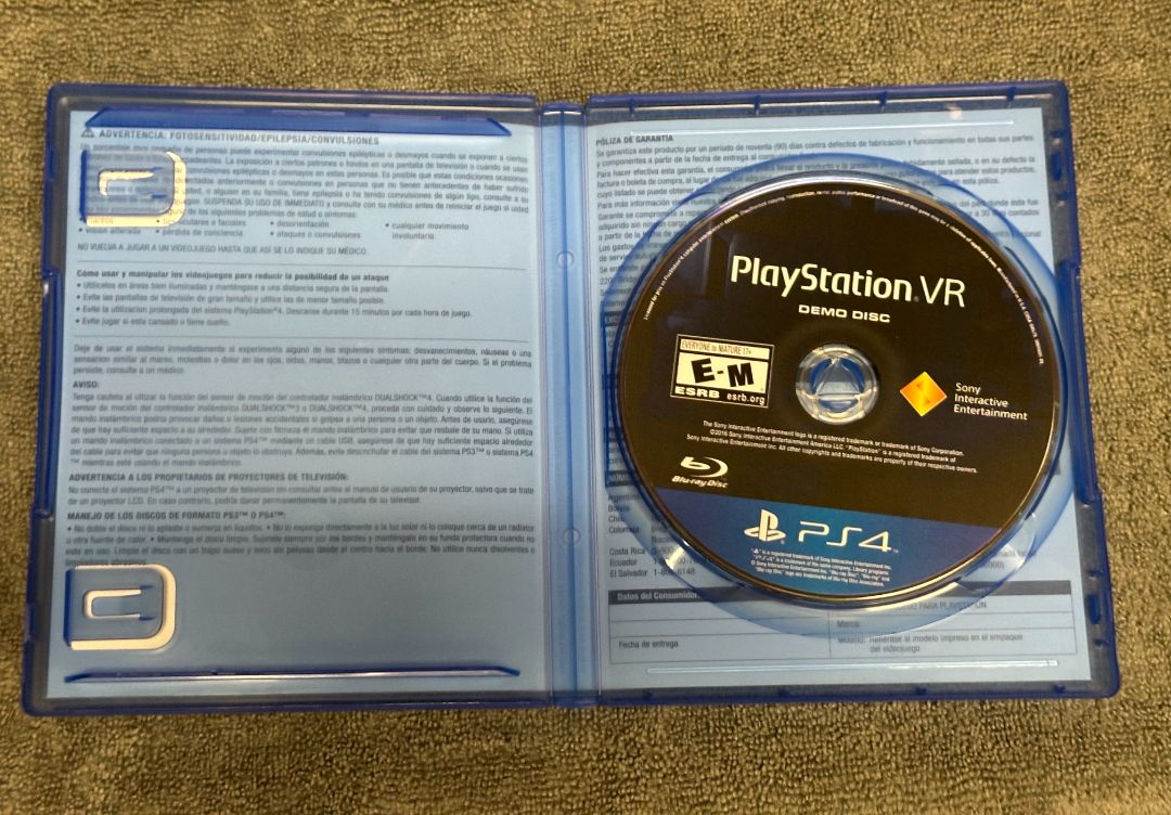 PS4 Playstation 4 VR Demo Disc Video Games - Spanish Version, 5 x 4 x 1