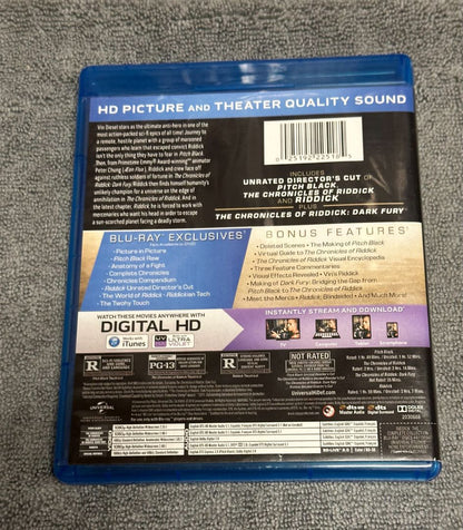 Riddick The Complete Collection Bluray - No digital, 5 x 4 x 1