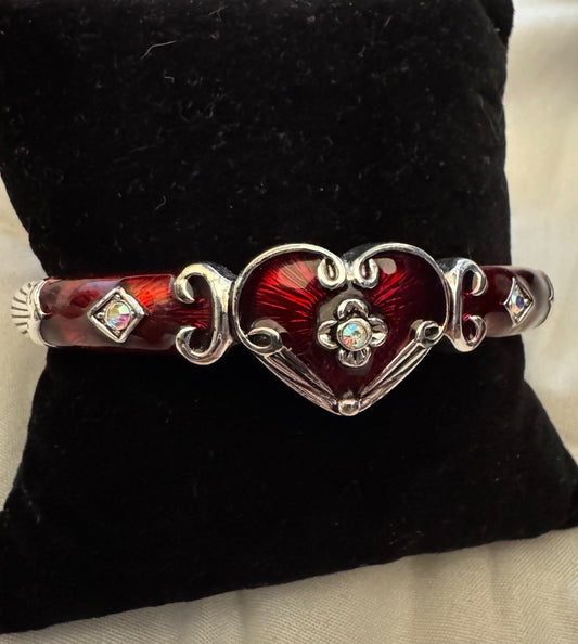 Napier Red Heart Silver Tone bracelet