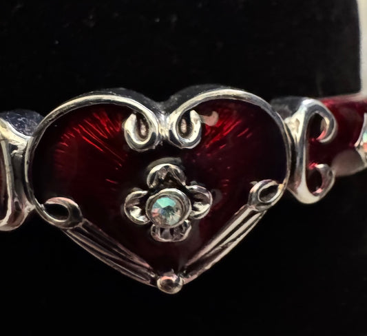 Napier Red Heart Silver Tone bracelet