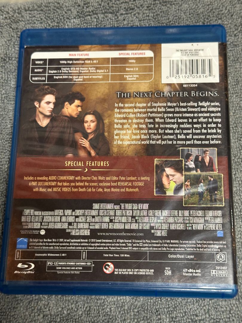 Bluray Twilight Saga New Moon Bluray, 5 x 4 x 1