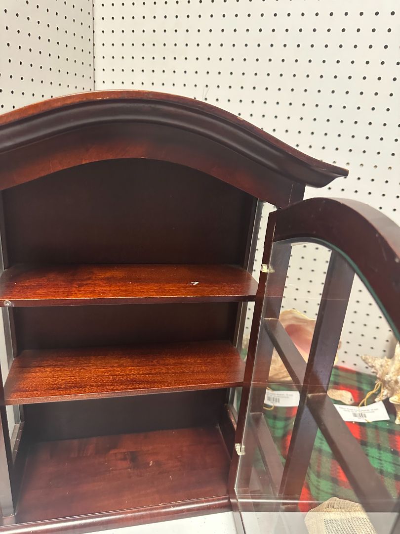 5x5x20"H Small Wood Curio Cabinet With Door, 5 x 5 x 20