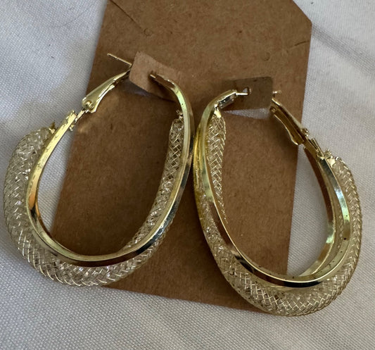 Goldtone oval earrings