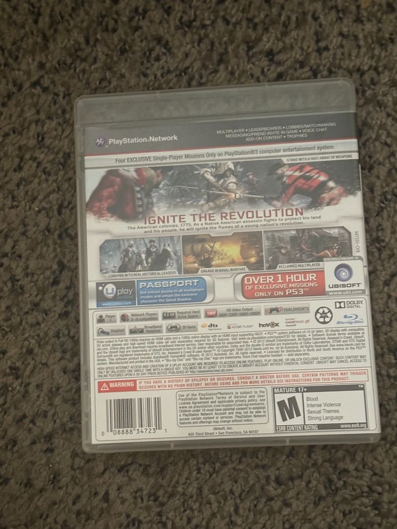 PS3 Assassin's Creed 3 - PS3, 6 x 4 x 1