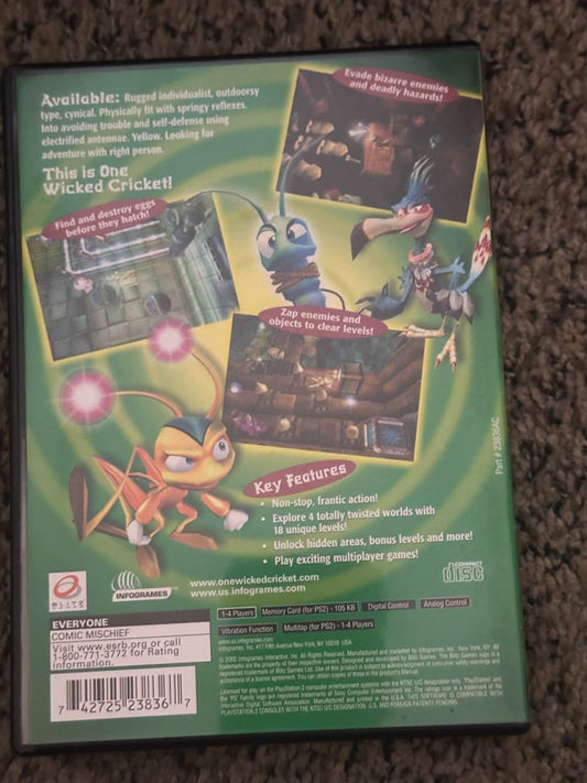 Zapper One Wicket Cricket ps2 Video game, 6 x 4 x 1
