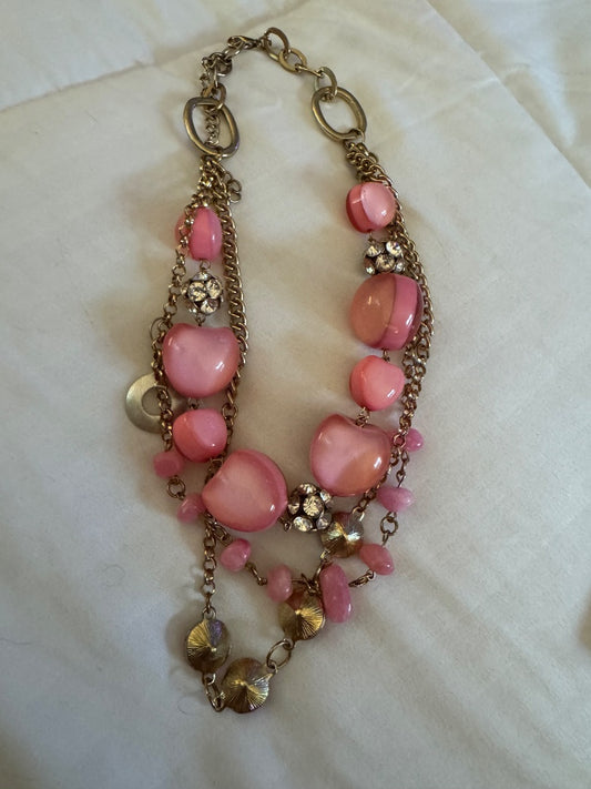 Pink multi strand necklace