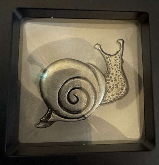 Metzer pewter snail brooch