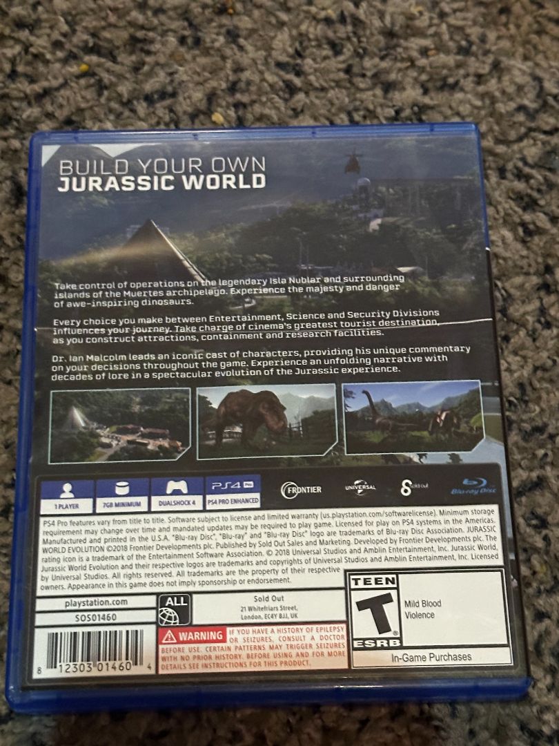 Jurassic World Evolution - PS4 Video Game, 6 x 4 x 1
