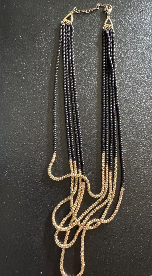 Multistrand black & gold chain necklace