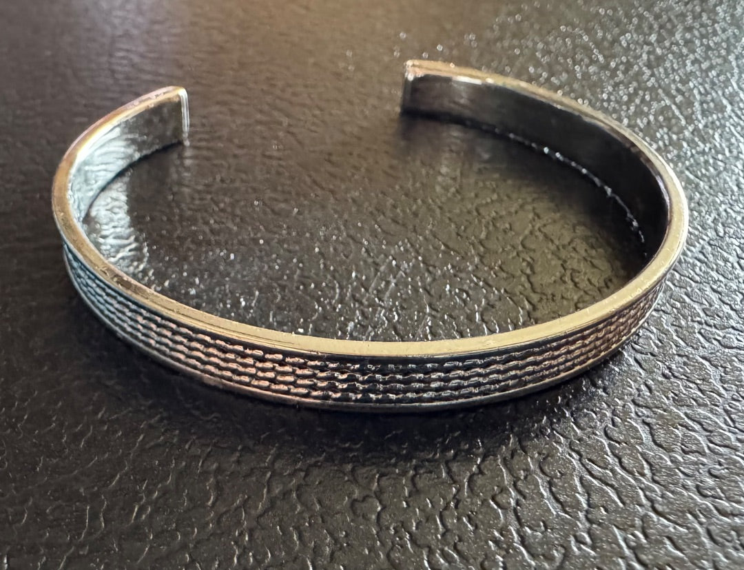 Silvertone textured cuff bracelet