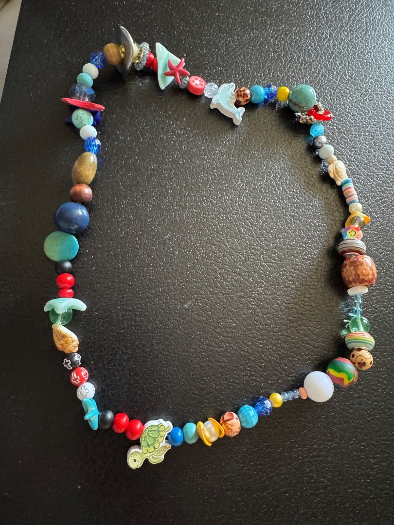Fun sea theme bead/figurine necklace