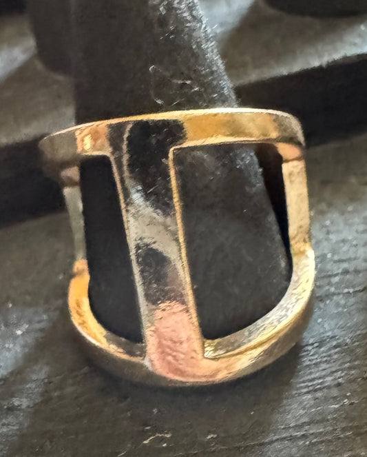 Goldtone Geometric Openwork ring