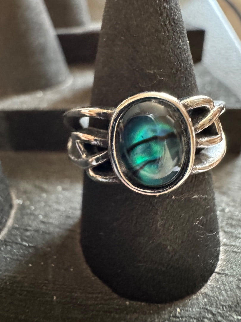 Fx opal silver tone ring