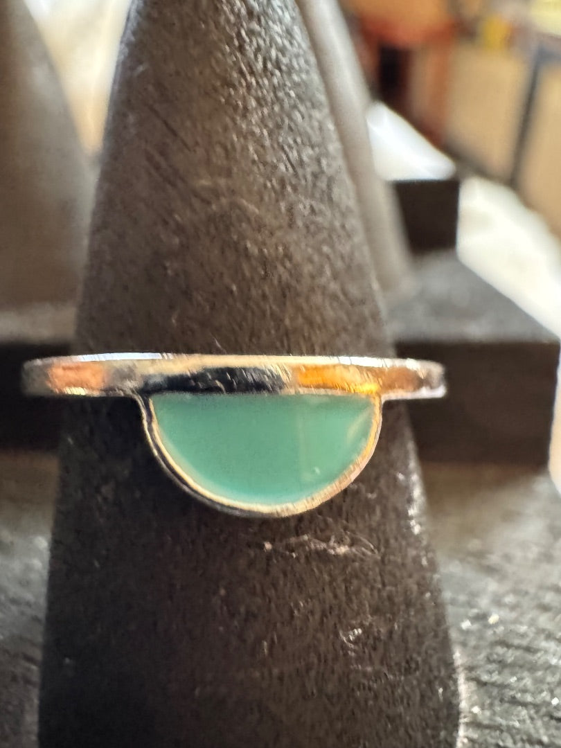 Enamel seafoam silver tone ring