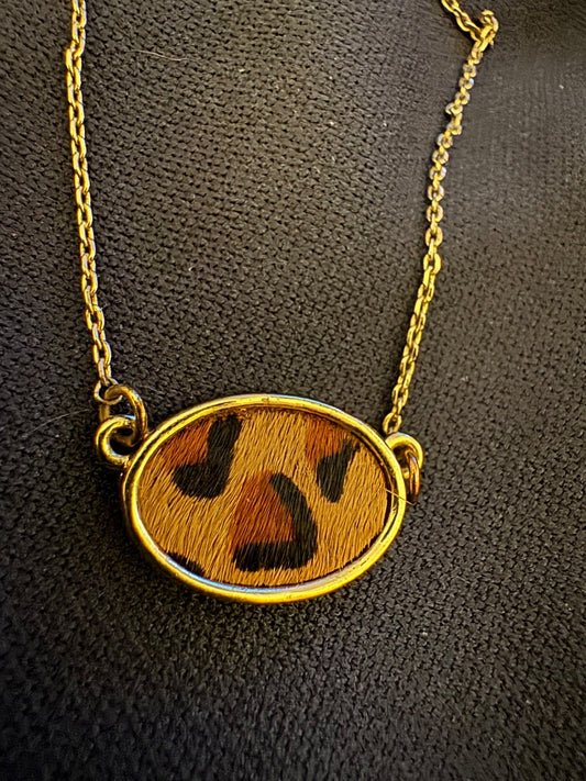Goldtone leopard skin necklace