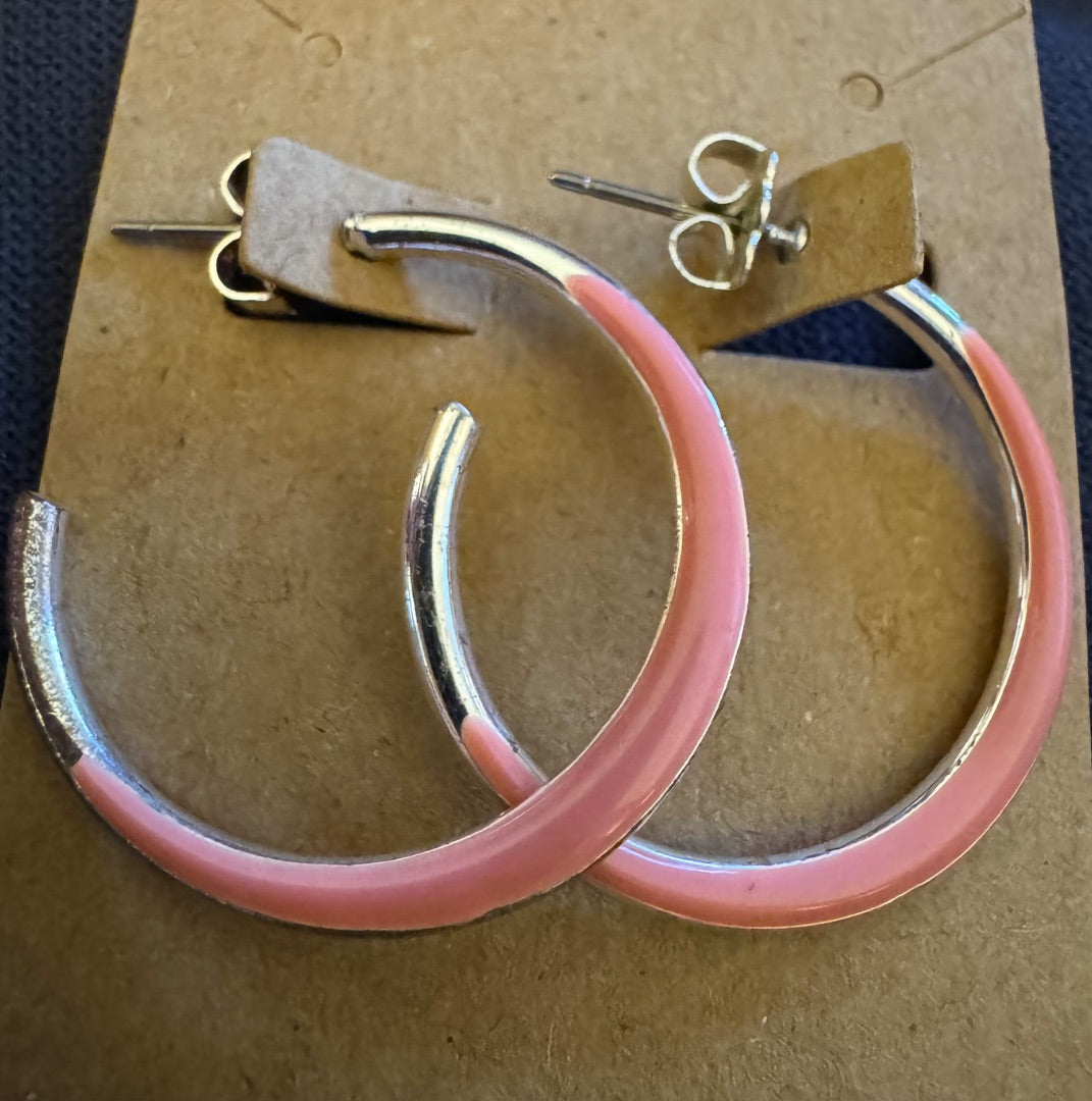 Salmon color hoop earrings