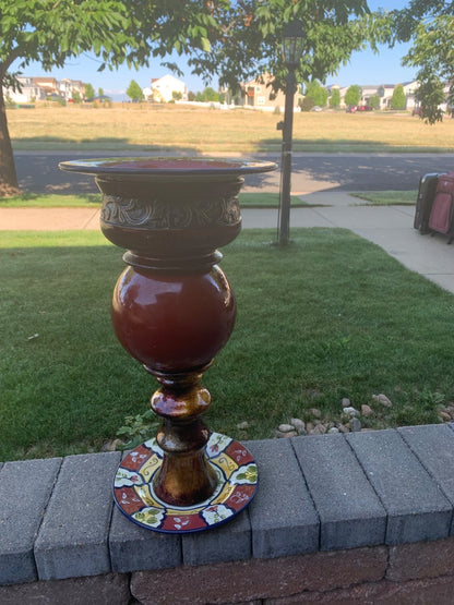 Bird bath red gold bulb