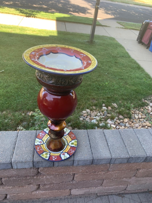 Bird bath red gold bulb