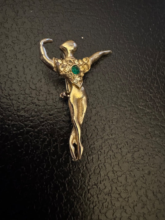Goldtone Male Ballet Dancer brooch