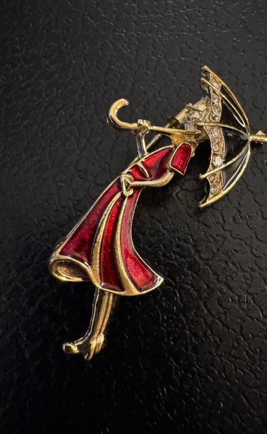 Girl with Umbrella brooch