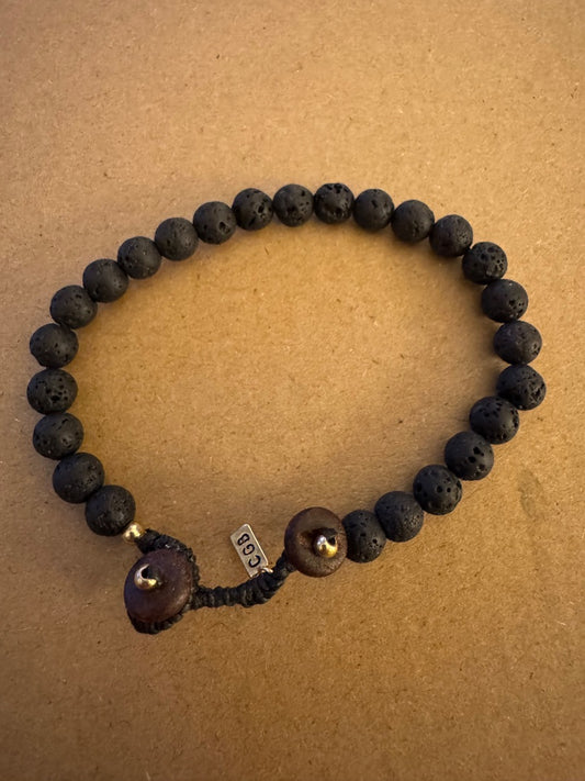 Black lava rock stretchy bracelet CGB