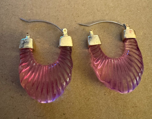 Pink translucent faceted earrings