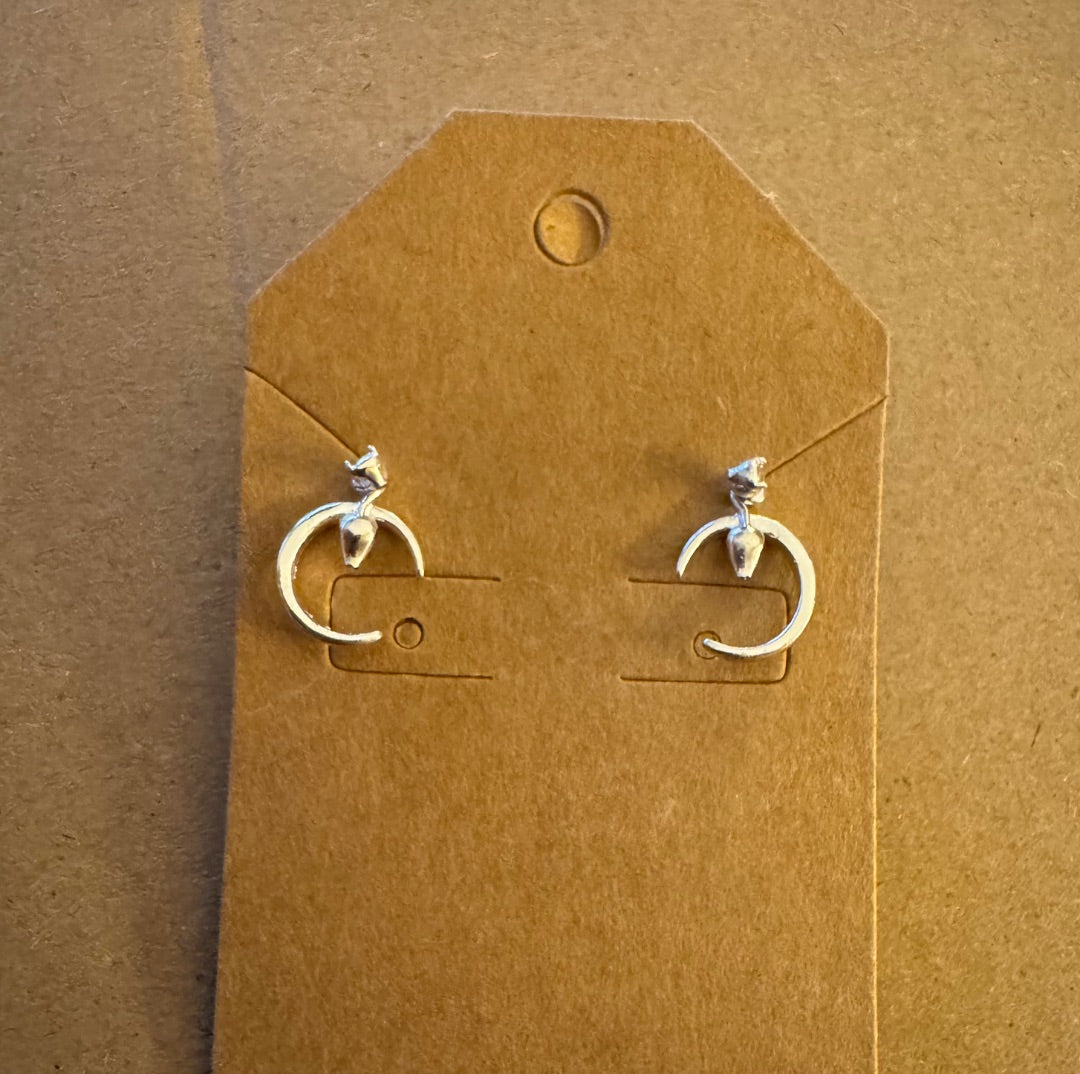 Small Silver Tone 2 piece stud earrings