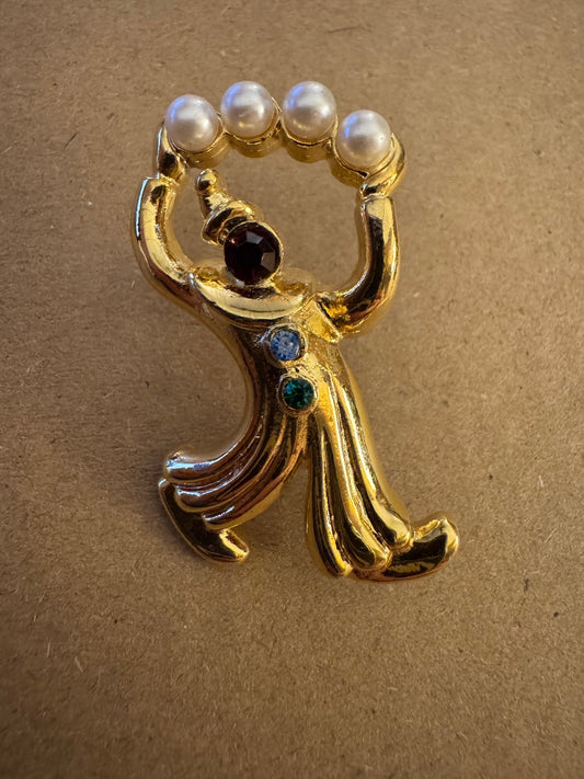 Gold Tone JJ Clown push pin