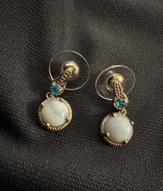 Light blue with accent silver tone stud earrings
