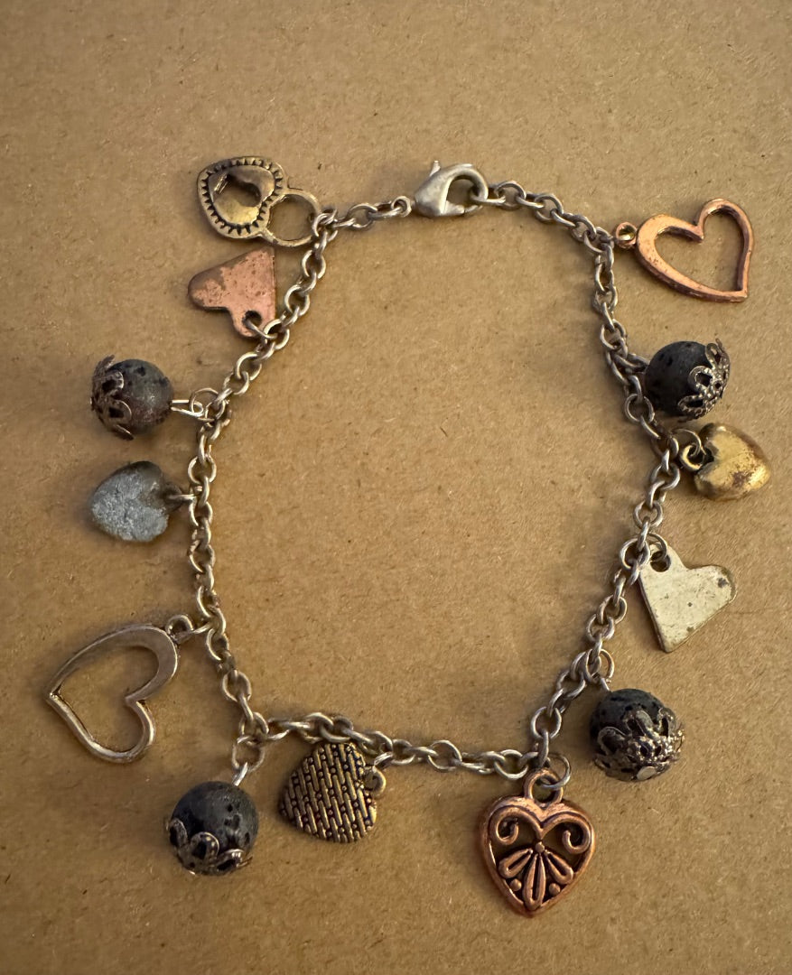 Copper Black Silver charm bracelet