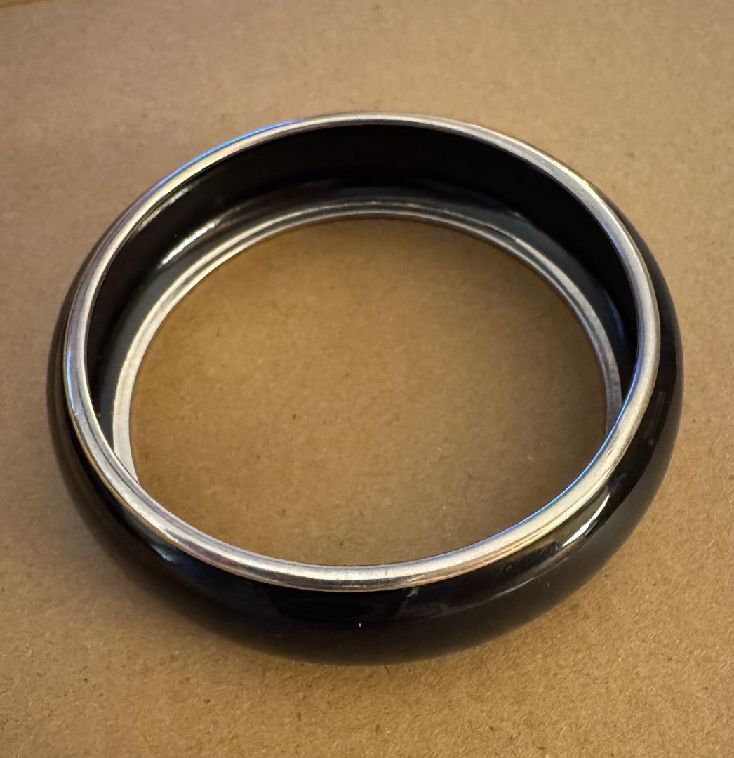 Thick black bangle bracelet